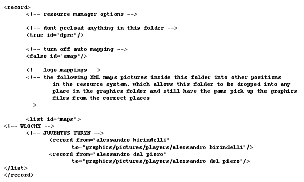 Między znacznikami <list id=maps> treść </list> umieszczacie spis zdjęć zawodników danej drużyny - Pytania & tricki cz.1 | Gra w CM | Championship Manager 4 - Championship Manager 4 - poradnik do gry