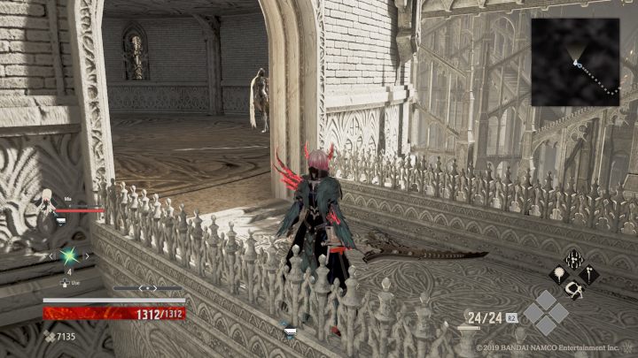 Idąc w prawą stronę przed siebie, zobaczysz pomieszczenie o kształcie kopuły, znajduje się tam jeden przeciwnik - Cathedral of the Sacred Blood | Solucja Code Vein - Code Vein - poradnik do gry