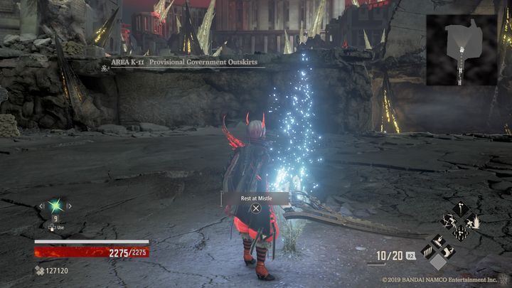 Aby trafić do nowego regionu, po walce z Juzo Mido, idź przed siebie po schodach - Provisional Government Outskirts | Solucja Code Vein - Code Vein - poradnik do gry