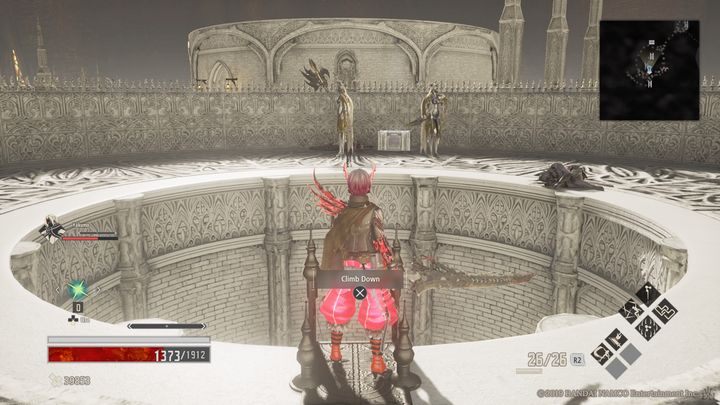 Tam znajdziesz dwie drabiny, jedna prowadzi w górę, druga w dół - Cathedral Perimeter | Solucja Code Vein - Code Vein - poradnik do gry