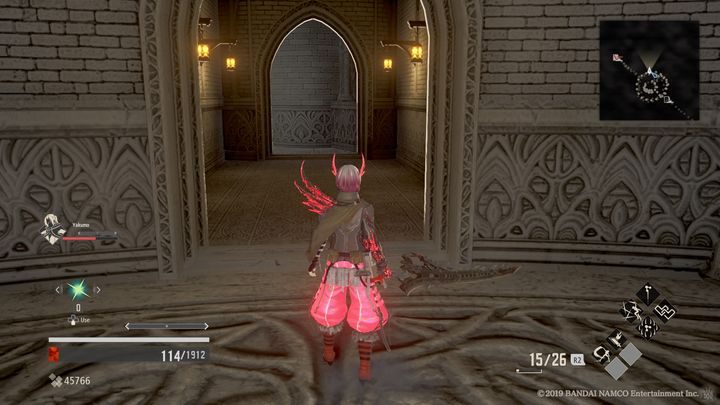 Schodząc po schodach, pokonaj w pomieszczeniu kilku wrogów i udaj się do następnego korytarza (patrz zdjęcie) - Cathedral Perimeter | Solucja Code Vein - Code Vein - poradnik do gry