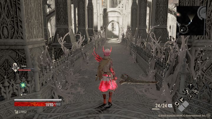 Po otwarciu drzwi, idź dalej, aż znajdziesz się na moście, który prowadzi do kolejnego Mistle, Cathedral Front - Inner Tower | Solucja Code Vein - Code Vein - poradnik do gry