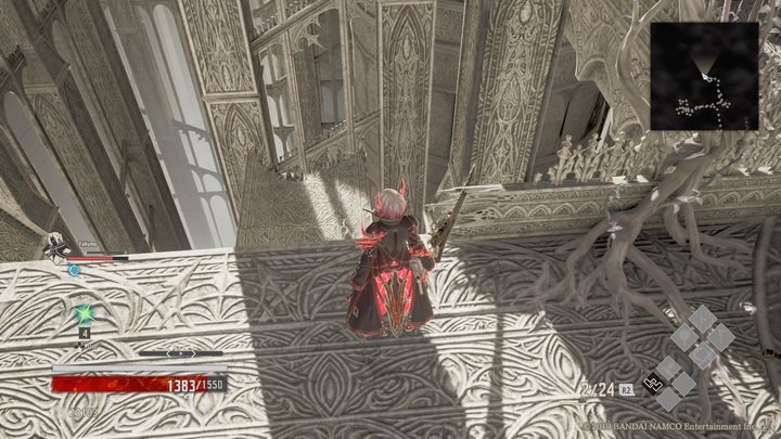 Wróć na główną drogę, tam raz jeszcze po lewej stronie znajduje się ścieżka, zeskocz tam - Gated Room | Solucja Code Vein - Code Vein - poradnik do gry