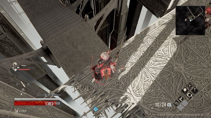 Z tyłu znajdują się przeciwnicy, ale nie warto do nich iść, gdyż droga prowadzi tak naprawdę do pierwszych otworzonych drzwi - Gated Room | Solucja Code Vein - Code Vein - poradnik do gry