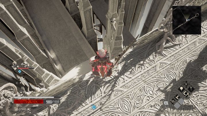 Przy 2 możesz zeskoczyć poziom niżej, tam odkryjesz Rotten Mistle oraz skrzynię z Night Thorn +4 - Gated Room | Solucja Code Vein - Code Vein - poradnik do gry