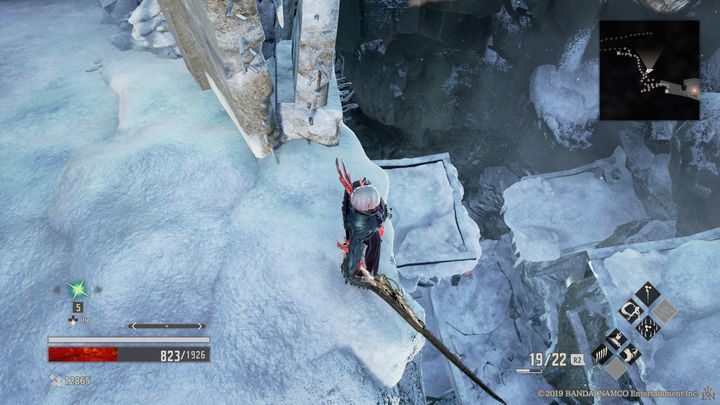 Zeskocz na pierwszą po lewej platformę, następnie na wprost ciebie znajdować będzie się kolejna - Ridge of Frozen Souls | Solucja Code Vein - Code Vein - poradnik do gry