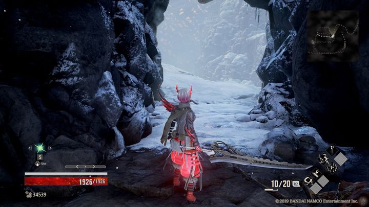 Schodząc niżej, będziesz miał dwie drogi, jedna prowadzi w lewo na zewnątrz, druga w prawo do groty - Iceless Falls | Solucja Code Vein - Code Vein - poradnik do gry
