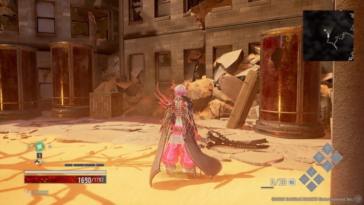 Po prawej stronie znajdują się łamliwe przedmioty, zniszcz je, w jednym z nich znajdziesz Loss Shard (S) - Sunken Ruins | Solucja Code Vein - Code Vein - poradnik do gry