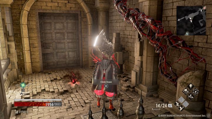 Idź przez most, na jego końcu skręć w prawo, tam znajdziesz drabinę, a na samej górze Rotten Mistle oraz zamknięte drzwi, które odblokowują kolejny skrót - Connecting Bridge | Solucja Code Vein - Code Vein - poradnik do gry