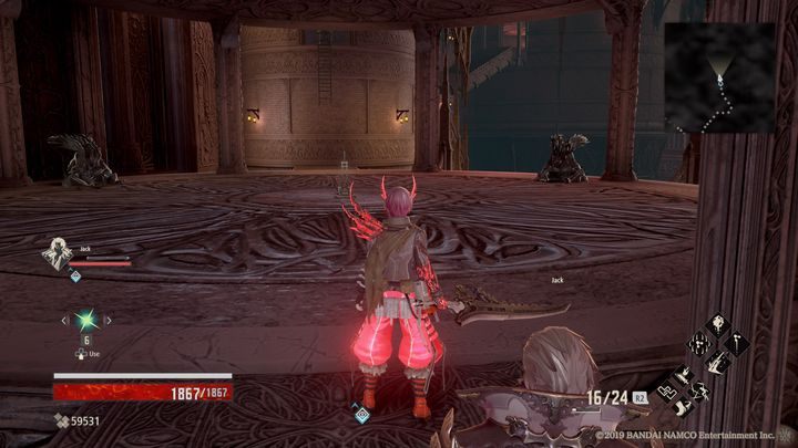 Idąc dalej w górę, na środku areny zobaczysz dźwignię, która opuści drabinę na wprost ciebie - Crypt Spire | Solucja Code Vein - Code Vein - poradnik do gry