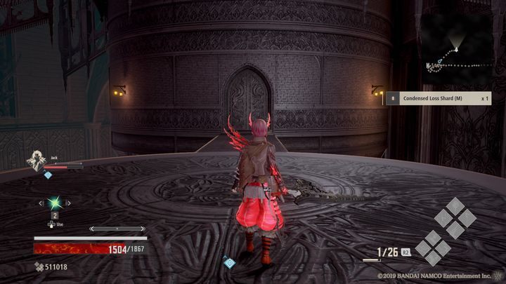 Tam znajdziesz Condensed Loss Shard (M) oraz kolejne drzwi, które otworzysz za pomocą dźwigni i klucz zdobytego wcześniej - Crypt Spire | Solucja Code Vein - Code Vein - poradnik do gry