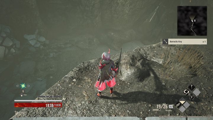 Po rozprawieniu się z dużą ilością nieprzyjaciół idź przed siebie, blisko przepaści znajdziesz Barracks Key, dzięki któremu będziesz mógł otworzyć wcześniejsze drzwi - Research Facility Area | Solucja Code Vein - Code Vein - poradnik do gry