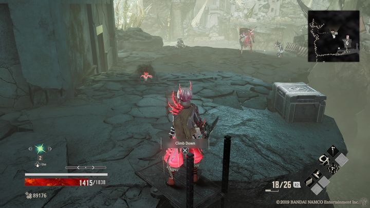 Niżej znajdują się trzej przeciwnicy, pokonaj ich i podnieś Freezing Cartridge (x2) - Military Storehouse | Solucja Code Vein - Code Vein - poradnik do gry