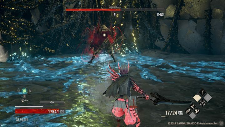 Druga faza aktywuje się w momencie, gdy boss staje w miejscu i otacza się czerwoną aurą - Gilded Hunter | Boss w Code Vein - Code Vein - poradnik do gry