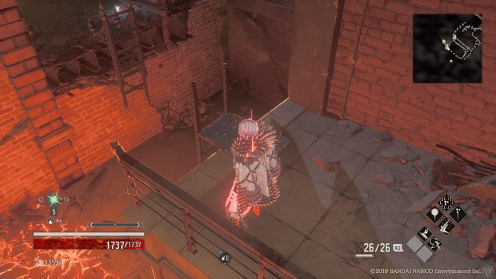 Dalej znajduje się nieopuszczona drabina, służy ona jako skrót, odblokujesz ją później - City of Falling Flame | Solucja Code Vein - Code Vein - poradnik do gry