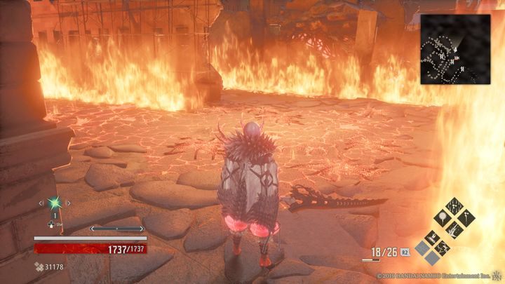 Trzymaj się prawej krawędzi i skręć w lewo, wejdź po drabinie - City of Falling Flame | Solucja Code Vein - Code Vein - poradnik do gry