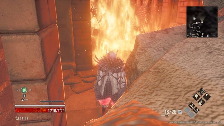 Idź kawałek dalej, tam znajdziesz przejście, w którym co jakiś czas pojawia się wybuch ognia z podłogi - City of Falling Flame | Solucja Code Vein - Code Vein - poradnik do gry