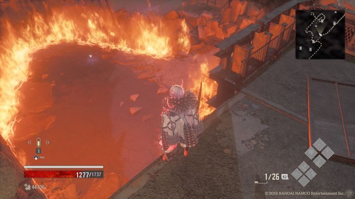 Cofnij się, po lewej stronie (patrz zdjęcie) znajduje się zejście na dół - City of Falling Flame | Solucja Code Vein - Code Vein - poradnik do gry