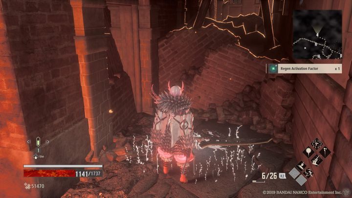 Po prawej stronie znajduje się Regen Activation Factor - City of Falling Flame | Solucja Code Vein - Code Vein - poradnik do gry