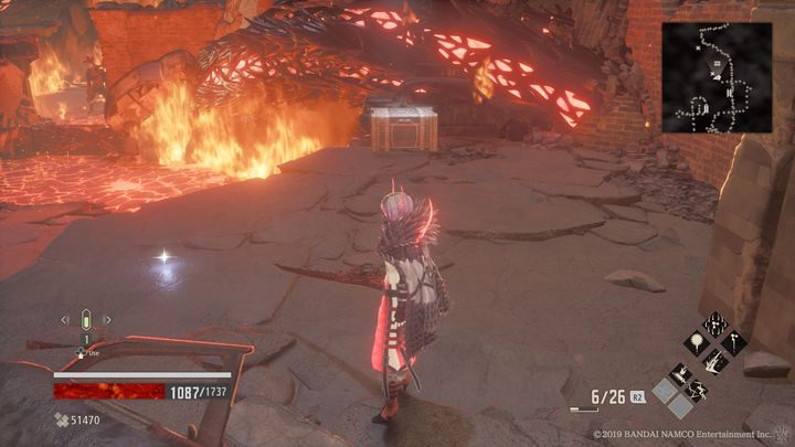 Kawałek dalej znajduje się skrzynia z Blood Veil Noble Silver +6 oraz Vivifier - City of Falling Flame | Solucja Code Vein - Code Vein - poradnik do gry