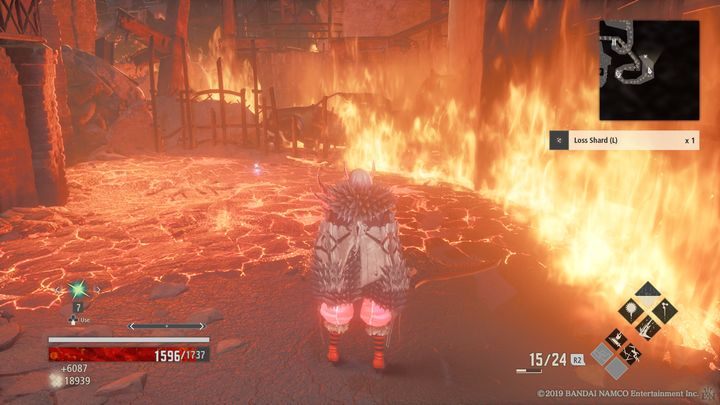 Po aktywowaniu Mistle, przejdź się kawałek dalej, zeskoczą na ciebie tam trzej przeciwnicy, rozpraw się z nimi i podnieś Fireproof Tonic (x3) - Razed Cityscape | Solucja Code Vein - Code Vein - poradnik do gry