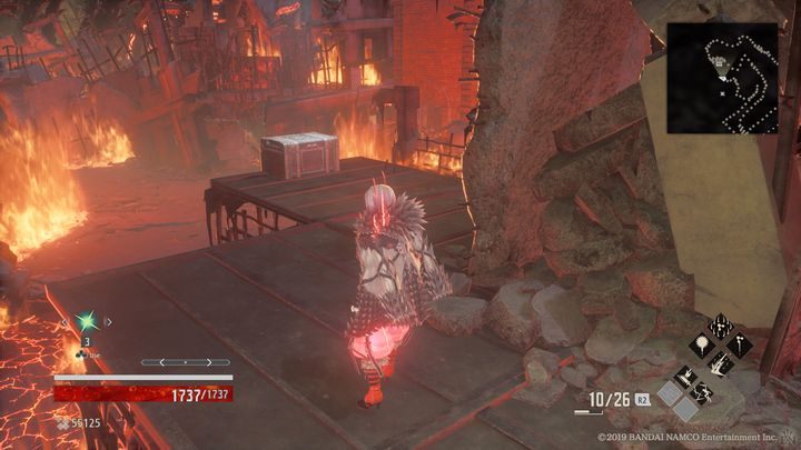 Idąc wcześniej wspomnianą ścieżką, znajdziesz skrzynię z Burned Warhammer +6, uważaj jednak na przeciwników, którzy pojawią się, gdy otworzysz skrzynie - Razed Cityscape | Solucja Code Vein - Code Vein - poradnik do gry