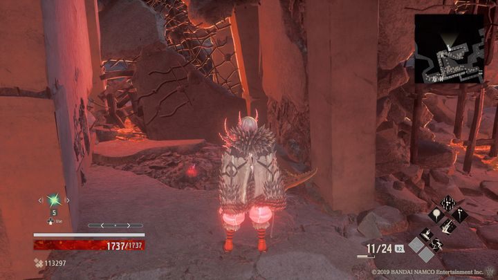 Po lewej stronie po pokonaniu rycerza znajduje się droga, idź nią, skręć w prawo i podnieś Scathach Vestige Part B - Razed Cityscape | Solucja Code Vein - Code Vein - poradnik do gry