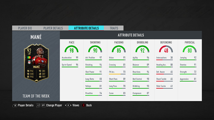 Najlepszym piłkarzem w trzydziestej dziewiątej odsłonie Drużyny Tygodnia w grze FIFA 20 jest Sadio Mané - Senegalski piłkarz występujący na pozycji skrzydłowego w angielskim klubie Liverpool - FIFA 20: Drużyna Tygodnia 39 (TOTW 39) - FIFA 20 - poradnik do gry