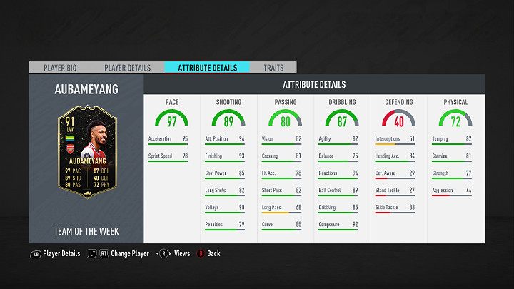 Najlepszym piłkarzem w czterdziestej odsłonie Drużyny Tygodnia w grze FIFA 20 jest Pierre-Emerick Aubameyang - Gaboński piłkarz występujący na pozycji napastnika w angielskim klubie Arsenal - FIFA 20: Drużyna Tygodnia 40 (TOTW 40) - FIFA 20 - poradnik do gry