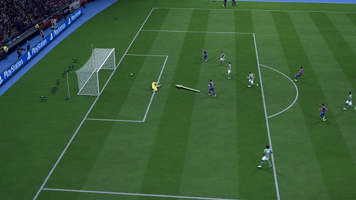 Niskie, cięte strzały są niezwykle trudne do obrony dla bramkarza ze względu na wysokość w której piłka znajduje się w trakcie lotu - Strzelanie w FIFA 20 - FIFA 20 - poradnik do gry