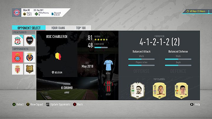 Gdy przejdziesz do kolejnych grup zadań startowych, zostaniesz poproszony o rozegranie meczu w trybie Bitwy Składów - Pierwsze kroki w FUT 20, FIFA 20 Ultimate Team - FIFA 20 - poradnik do gry