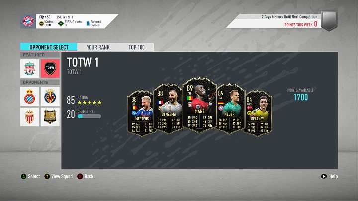 Drużyna tygodnia (Team Of The Week) składa się z najlepiej prezentujących się zawodników w danym tygodniu - Pierwsze kroki w FUT 20, FIFA 20 Ultimate Team - FIFA 20 - poradnik do gry