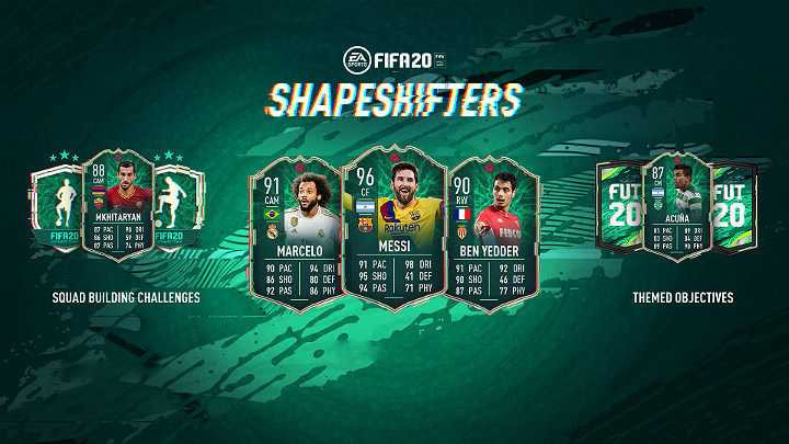 Wśród zawodników, którzy otrzymali specjalne karty Shapeshifters można wymienić takie gwiazdy światowych boisk, jak: Lionel Messi, Ben Yedder, Riyad Mahrez, czy Marcelo - Shapeshifters (Zmiennokształtni) - FIFA 20 Ultimate Team - FIFA 20 - poradnik do gry