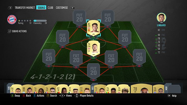 Piłkarz, który ma odpowiednie połączenia z resztą składu będzie dysponował 10 punktami zgrania tylko i wyłącznie wtedy, gdy zostanie umieszczony na swojej nominalnej pozycji - Jak osiągnąć pełne zgranie w FUT 20, FIFA 20 Ultimate Team? - FIFA 20 - poradnik do gry