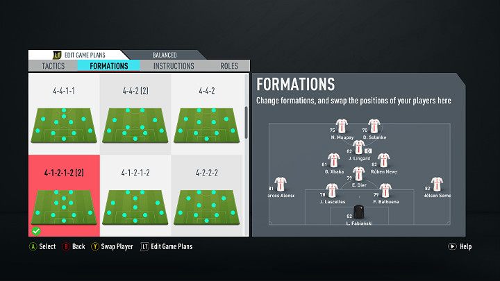Formacja 4-1-2-1-2(2) składa się z 4 obrońców, 1 defensywnego pomocnika, 3 ofensywnych pomocników oraz 2 napastników - Najlepsze formacje w FUT 20, FIFA 20 Ultimate Team - FIFA 20 - poradnik do gry