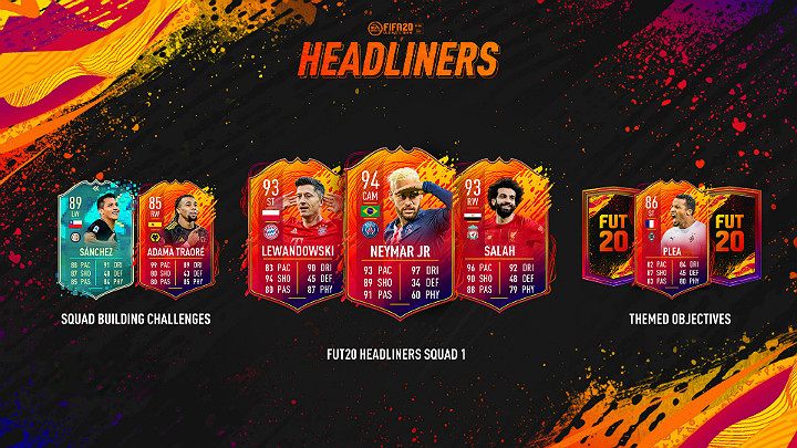 Wprowadzenie do FUT 20 drużyny Headliners to także dodatkowe atrakcje - specjalne Wyzwania Budowania Składów w których można zdobyć Adama Traoré (Wolverhampton Wanderers ) w edycji Bohaterowie Nagłówków, a także wspominkowego Alexis Sánchez (Inter) - Bohaterowie Nagłówków (Headliners) - FIFA 20 Ultimate Team - FIFA 20 - poradnik do gry