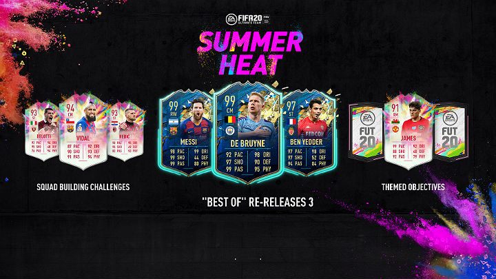 W trzeciej specjalnej drużynie Best Of wydanej z okazji wydarzenia Summer Heat znalazły się takie znane nazwiska jak Lionel Messi, Cristiano Ronaldo, Kevin De Bruyne, Kylian Mbappé czy Wissam Ben Yedder - FIFA 20: Best Of Re-Releases 3 - FIFA 20 - poradnik do gry