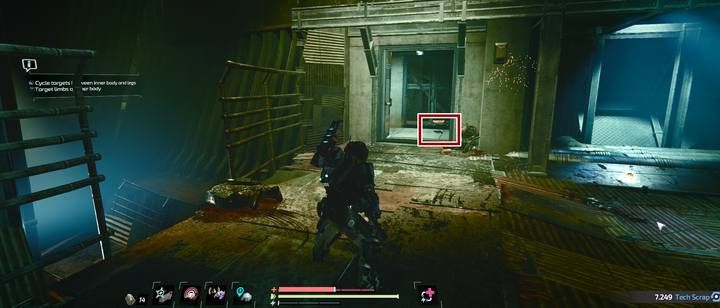 Przed wejściem na arenę walki z Małym Johnnym, lecz po jego pokonaniu - do otwarcia drzi musisz użyć EMP - The Surge 2: Port Nixon - nagrania, sekrety - The Surge 2 - poradnik do gry