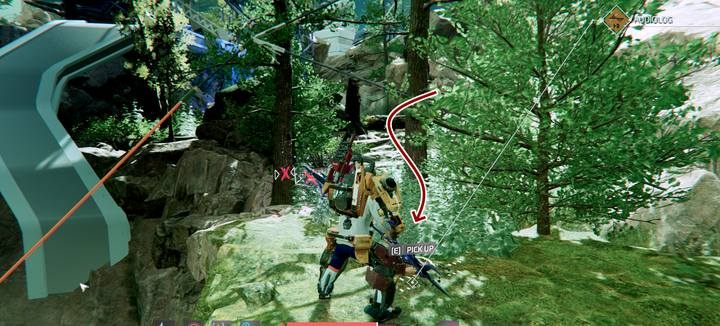 W krzakach, za polem minowym na szlaku Mustang Hills, tuz przed windą prowadzącą do odstraszacza w tej okolicy - The Surge 2: Port Gideons Rock - nagrania, sekrety - The Surge 2 - poradnik do gry