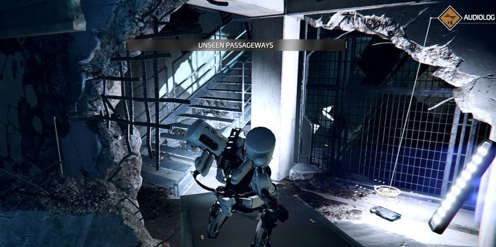 Gdy użyjesz windy magnetycznej i wyjedziesz do góry, popatrz na korytarz po prawej, gdzie znajdziesz audiolog Straszliwa prawda - The Surge 2: Daremne starania - solucja, opis przejścia - The Surge 2 - poradnik do gry