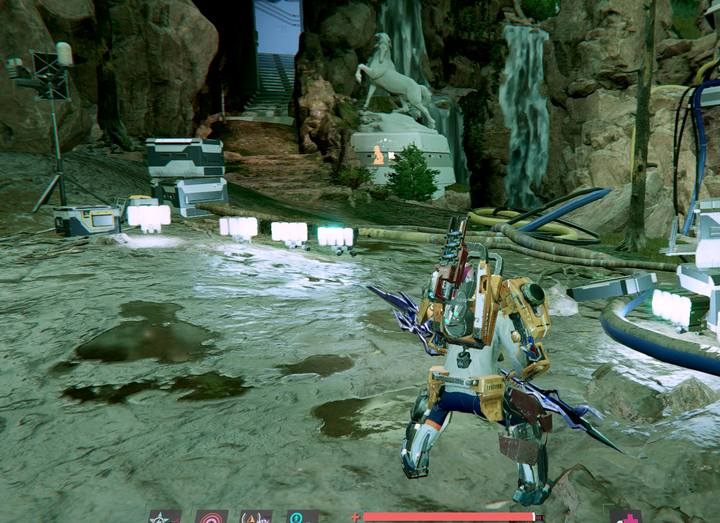 Skieruj się teraz na Szlak Mustang Hills, na szlak oznaczony ikoną konia, z głównego placu - The Surge 2: Gideons Rock, Trzy wieże - solucja, opis przejścia - The Surge 2 - poradnik do gry