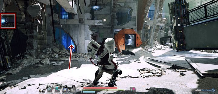 Za drugą bramą ponownie dezaktywuj zamek drzwi, potem skorzystaj z przejścia po lewej stronie, by ominąć jednego z oponentów na swojej drodze - The Surge 2: A.I.D Command, Zagubione dziecko - solucja, opis przejścia - The Surge 2 - poradnik do gry