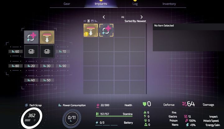 Implanty pozwalają bohaterowi wykorzystywać specjalne umiejętności, przy czym często wykorzystują baterię - The Surge 2: Pancerz wspomagany i MedBay - The Surge 2 - poradnik do gry