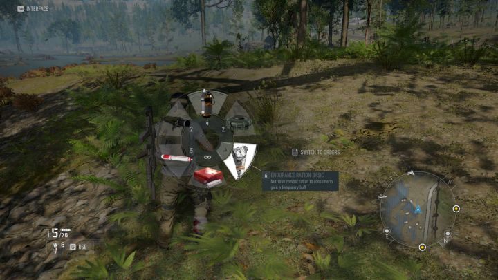 Prowiant aktywować można jak każdy inny przedmiot, z kółka szybkiego wyboru. - Prowiant - rodzaje, tworzenie i wykorzystanie | Ghost Recon Breakpoint - Tom Clancys Ghost Recon Breakpoint - poradnik do gry