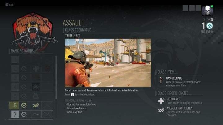 Ekran przedstawiający klasę Szturmowca. - Szturmowiec (Assault) w Tom Clancys Ghost Recon Breakpoint - Tom Clancys Ghost Recon Breakpoint - poradnik do gry