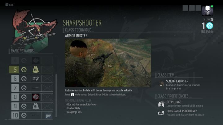 Ekran przedstawiający klasę Strzelca wyborowego. - Strzelec wyborowy (Sharpshooter) w Tom Clancys Ghost Recon Breakpoint - Tom Clancys Ghost Recon Breakpoint - poradnik do gry