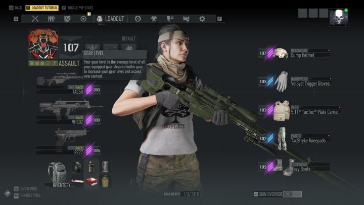 Poziom ekwipunku (w tym przypadku 107) ma wpływ na to, jakie przedmioty wypadać będą z wrogów. - Tom Clancys Ghost Recon Breakpoint - poradnik do gry