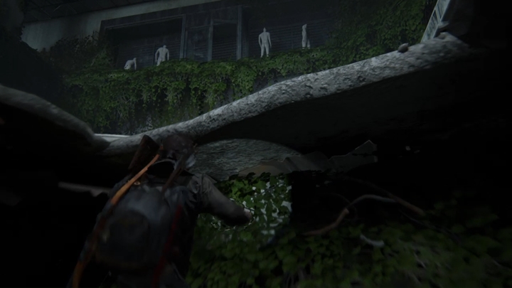 Przepłyń pod autobusem, odbij w drogę po lewej stronie i wspinaj się po zgliszczach budynku, aż dotrzesz na samą górę - The Last of Us 2: Droga do Akwarium - solucja, opis przejścia - The Last of Us 2 - poradnik do gry