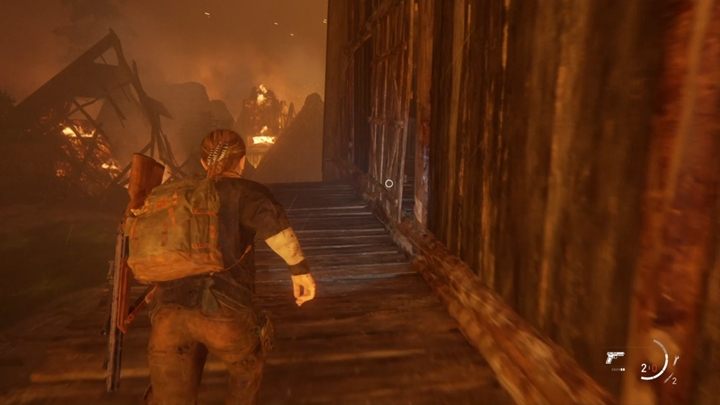 Wejdź do płonącego budynku, przejdź po belce, a następnie skacz na poniższe piętra - The Last of Us 2: Ucieczka z Wyspy - solucja, opis przejścia - The Last of Us 2 - poradnik do gry