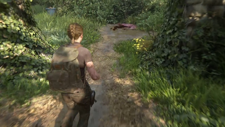 Po scence, idź za ojcem bohaterki, który będzie tropił zwierzę - The Last of Us 2: Lekcja Tropienia - solucja, opis przejścia - The Last of Us 2 - poradnik do gry